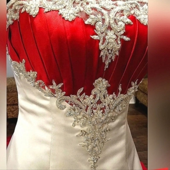 New!! TagsALFRED ANGELO BRIDAL RED SWEETHEARTS ROMANTIC BEADED A LINE DRESS Sz 6 - Picture 15 of 17